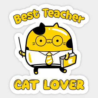 Best teacher and cat lover, funny cartoon cat Sticker